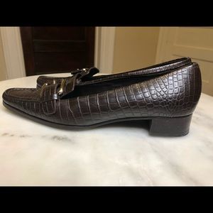 Vintage Prada brown crocodile loafers
